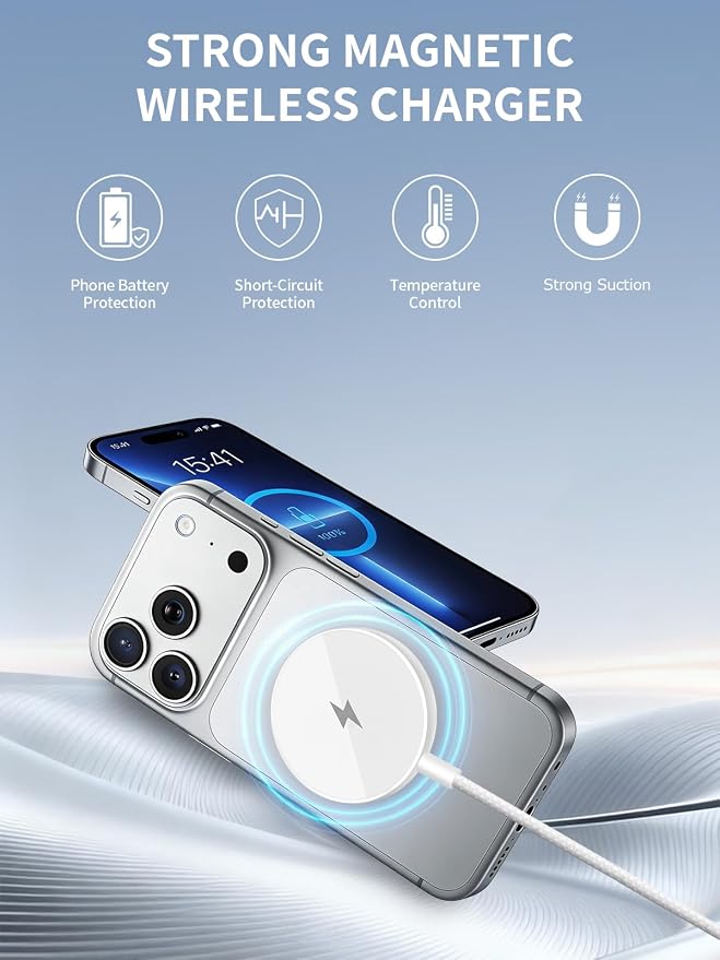 25W Mag Safe Charger 10FT,iPhone 16 17 Magnetic Wireless Fast Charger Wireless Mag Safe Fast Charging Pad with 35W USB C Brick Block Plug for iPhone Air 17/16/15/14/13/12 Pro Max Plus, AirPods Pro 2/3