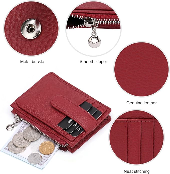Slim Wallet for Women Genuine Leather Card Holder Thin Womens RFID Blocking Small Wallets