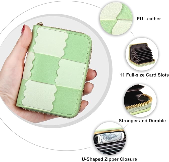 EcoVision Credit Card Holder RFID Card Case Wallet, Small Accordion Zipper Card Case Holder, Card Organizer Case for Women Men