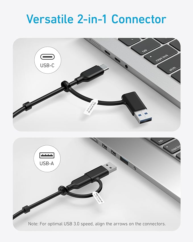 Anker USB C Hub, 8-in-1 5Gbps Data Hub, USB Splitter with 3 USBA and 4 USBC Ports, 100W PD-in, 2-in-1 USB-Connector, for Laptop, MacBook, iPad and More (45W Adapter Included)