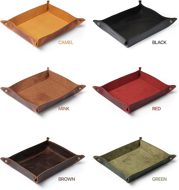 Londo Genuine Leather Tray Organizer - Practical Lightweight Water Resistant Computer Table Desk Storage Box for Wallets, Watches, Keys, Coins, Cell Phones and Office Equipment