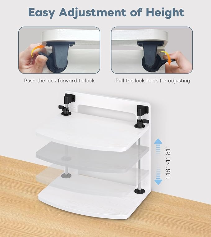 15.6 14 13.3 Inch Laptop Computer Monitor Stand Riser for Reduced Neck Strain, Adjustable Height Desk Shelf Organizer Monitor Riser Stand for PC Monitor Laptop - Withe - Wood Grain, MR01-L