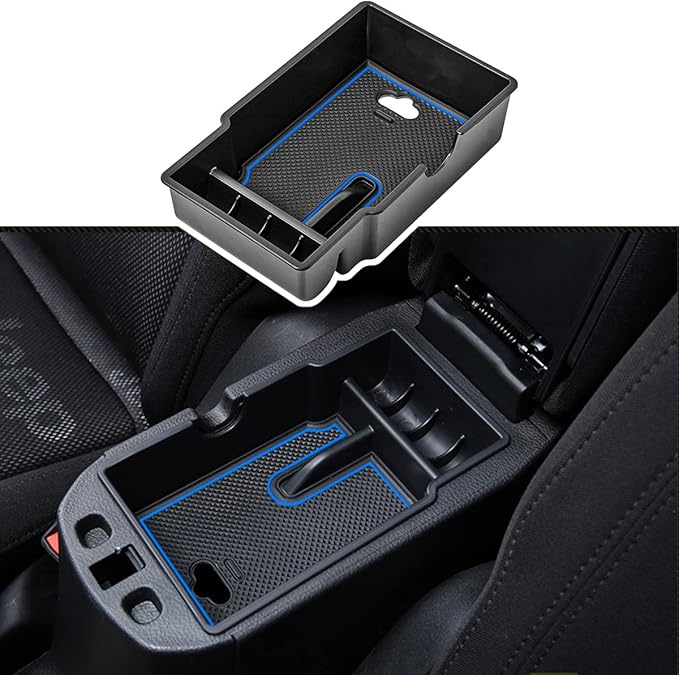 EDBETOS Center Console Organizer Tray Compatible with Jeep Renegade Accessories 2015-2019 2020 2021 2022 2023 Armrest Glove Box Secondary Storage (Blue Line)