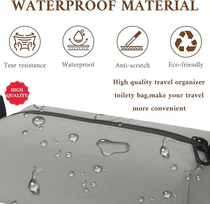 Small Toiletry Bag for Men, Travel Bag Waterproof and Foldable for Storage Mini Toiletry Bag Equipped With Carabiner for Easy Portability (gray)