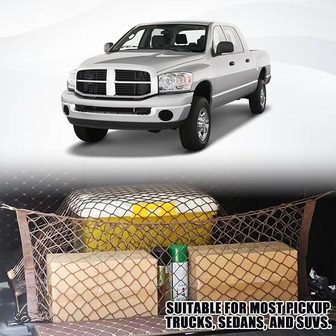 Car Cargo Nets Trunk Organizer, Adjustable Elastic Storage Mesh Double Layer with Hooks, Rear Cargo Net Accessories for Cars Trucks SUVs, Stretchable Heavy Duty Vehicle Organizer 35.4 x 15.7 Inch