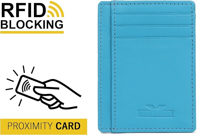 Ultra Slim Leather Wallet Just 0.12 Thick, 6 Card Slots, RFID Blocking, Soft, Durable, Minimalist Genuine Leather, Credit Card Holder for Men & Women Great Gift