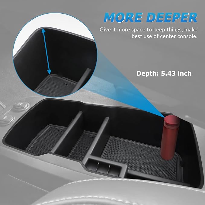 MARCHFA Center Console Lower Organizer Tray Compatible for Kia EV6 Accessories 2026 2025 2024 2023 Armrest Bottom Storage Box (Black)