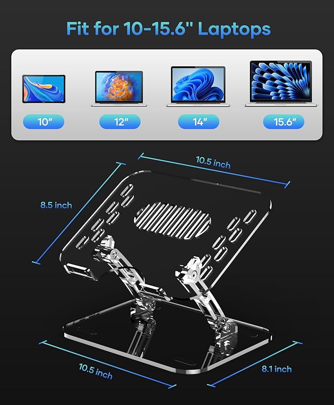 Adjustable Foldable Laptop Stand, Portable Ergonomic Computer Stand for Laptop, Compatible with 10 to 15.6 Inches Notebook Computers