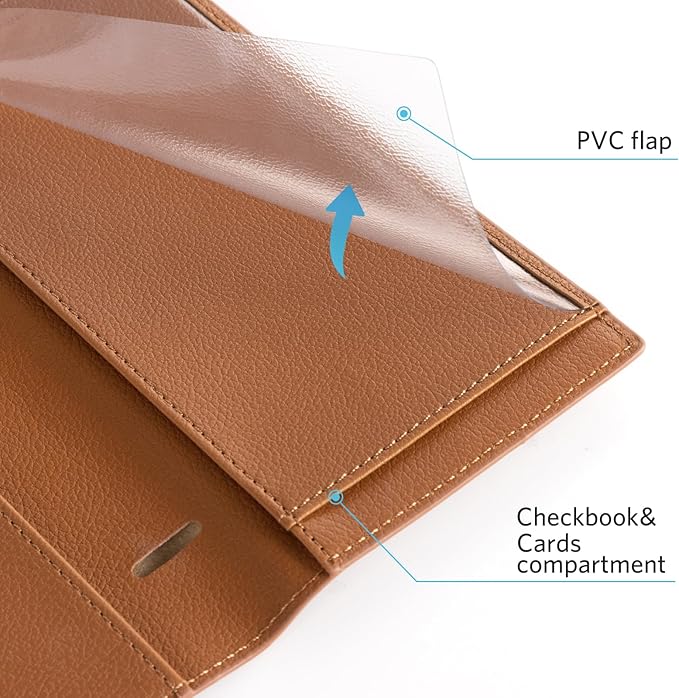 CoBak Premium Leather Checkbook Cover - RFID Blocking, Classic Design, Slim & Durable - Perfect for Personal & Business Checks