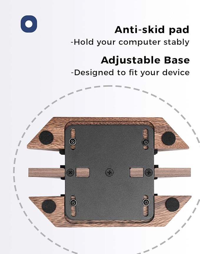 Dual Laptop Holder Adjustable Vertical Laptop Stand, 2 Slots MacBook Stand Wood,Wooden Laptop Stand,Vertical Laptop Holder for Desk, Widen Dock Fits All MacBook/Surface pro