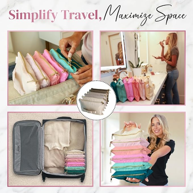 BOBBIE Accordion Travel Makeup Bag, Large Capacity Cosmetic Bags for Women, Durable & Compact Make up Organizer, Lightweight & Portable Zipper Pouch, Water-Resistant Toiletry Bag with 6 Compartments