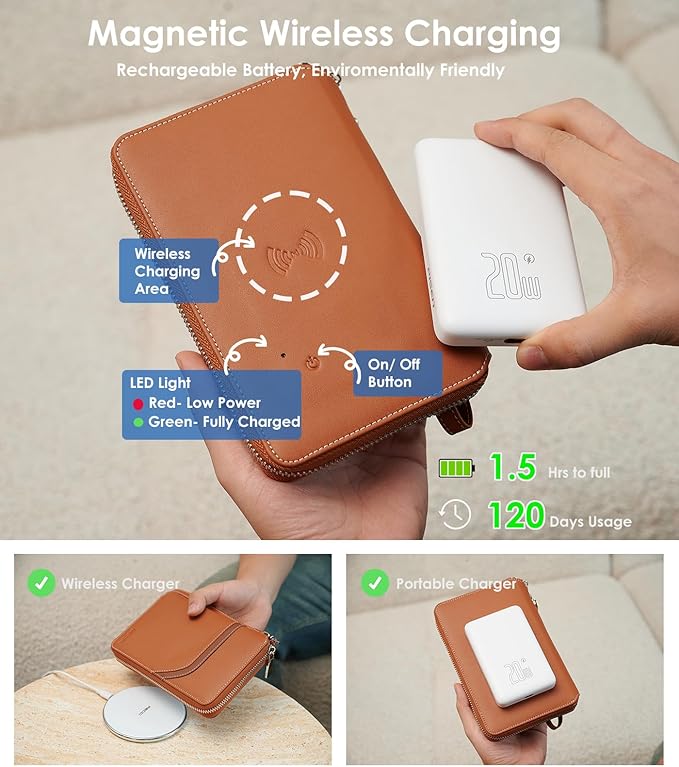 Nova RFID Blocking Passport Holder w/Hidden AirTag Trackable Card, Women Passport Wallet For Travel, Large Organzier For 2 Passports,Cash w/zipper & Wrist Lanyard