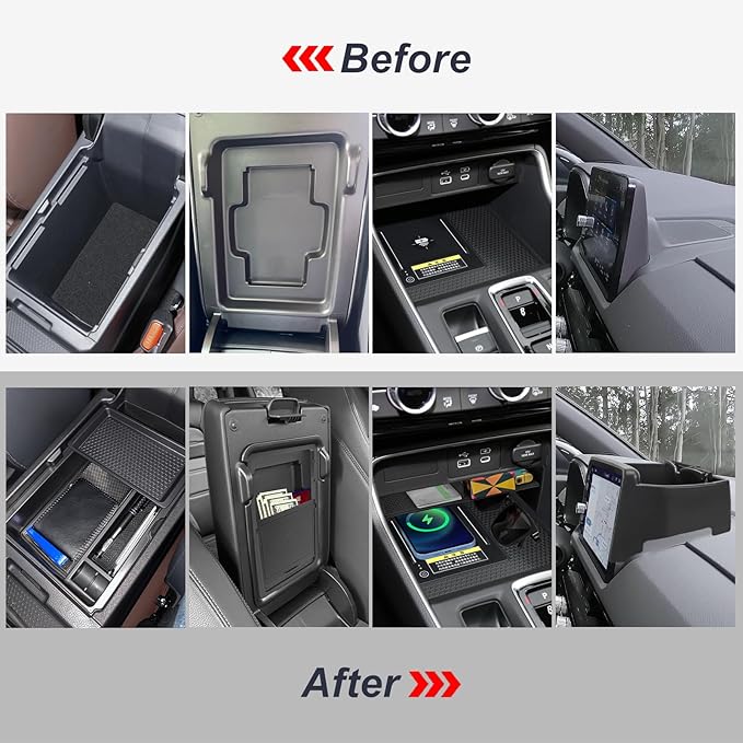 4PCS Center Console Organizer Compatible with 2023 2024 2025 2026 Honda CRV EX-L/Sport-L Hybrid Dashboard Tray and Armrest Storage Box Armrest Hidden Tray Interior Accessories