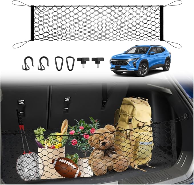 Karltys Cargo Net for Chevy Trax 2024-2026 Trunk Net | Envelope Style Elastic Mesh Net | Heavy Duty Metal Hooks | Chevrolet Trax Accessories