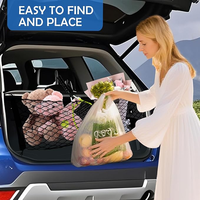Envelope Style Cargo Net for 2019-2024 Subaru Forester Accessories, Rear Trunk SUV Mesh Cargo Net, Upgraded 5mm Bungee & Double-Layer Nylon Storage Tailgate Netting Grocery&Tools Holder Organizer