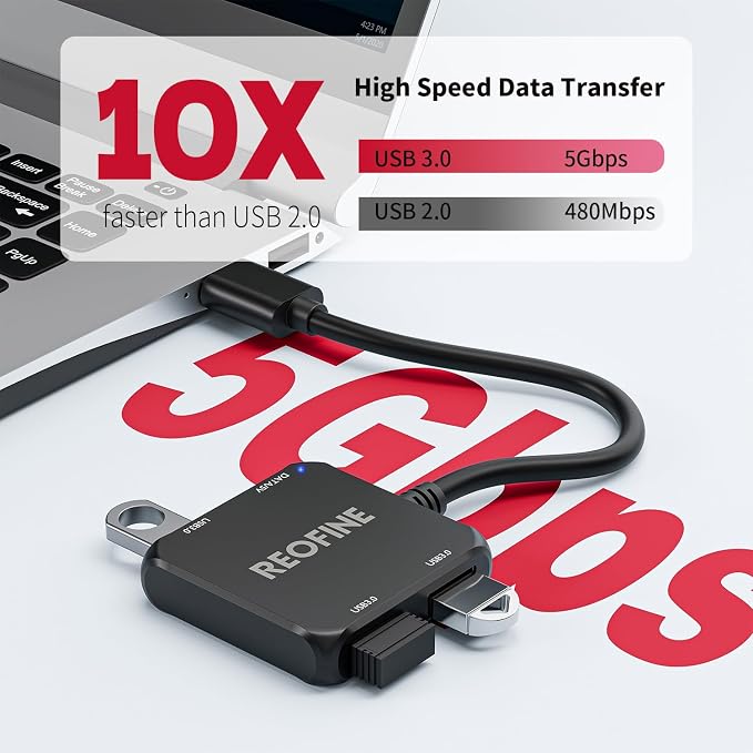 USB C Hub 4 Ports Multiple USB 3.0 Hub Splitter Portable USB Adapter Mini Multiport Expander for Desktop, Laptop, Gaming Console, Flash Drive, HDD, Printer, PC, Keyboards