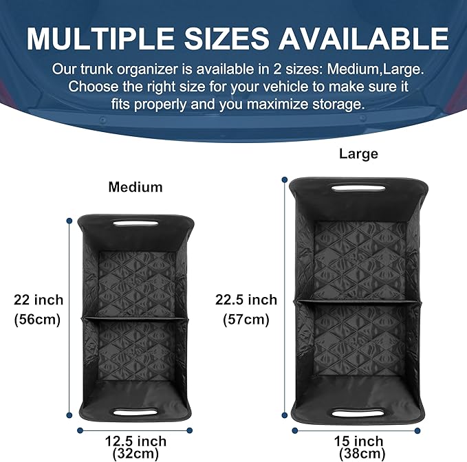 Deosk Collapsible Car Organizer with 6 Pockets, 50L Multi-Compartment Trunk Organizer, Accessories for Women/Men - Blue Elephant