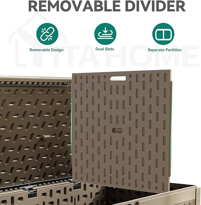 YITAHOME 260 Gallon Extra Large Deck Box, Double-Wall Resin Outdoor Storage Box with Flexible Divider for Patio Cushions Garden Tools, 1000lbs Load Capacity, Lockable & Waterproof (Light Brown)