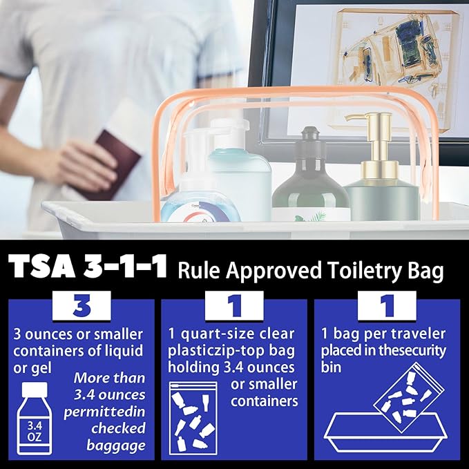 YedsIntu 16 Pieces Clear Cosmetic Bags, Large Transparent Makeup Bags, TSA Approved Toiletry Bag for Travel, PVC Waterproof Clear Pouch with Zipper Make Up Bag for Women and Men Traveling (Orange L)