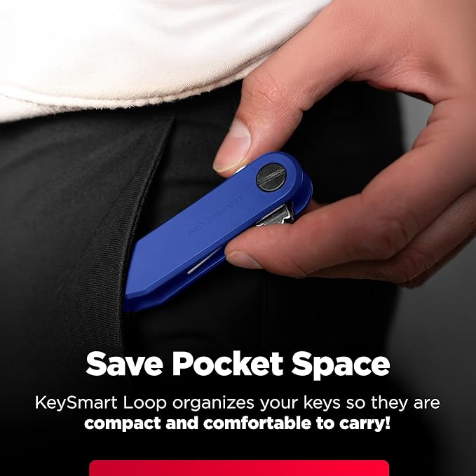 KeySmart Loop - Keychain Key Holder, FKM Silicone Compact Key Organizer for Key Chain, Clutter-Free Compact EDC Key Chains