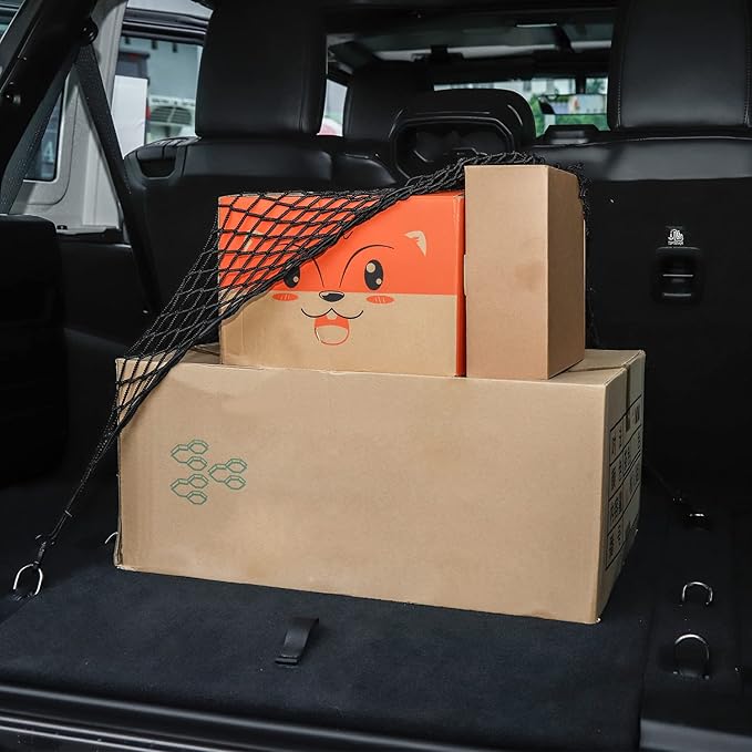 Voodonala 40 x 24 Inches Universal Mesh Envelope Trunk Cargo Storage Organizer Net Elastic Mesh Net Pickup Truck Bed Divider Compatible for Cars, Vans, Trucks and SUVs, for Jeep, for Dodge, for Toyota