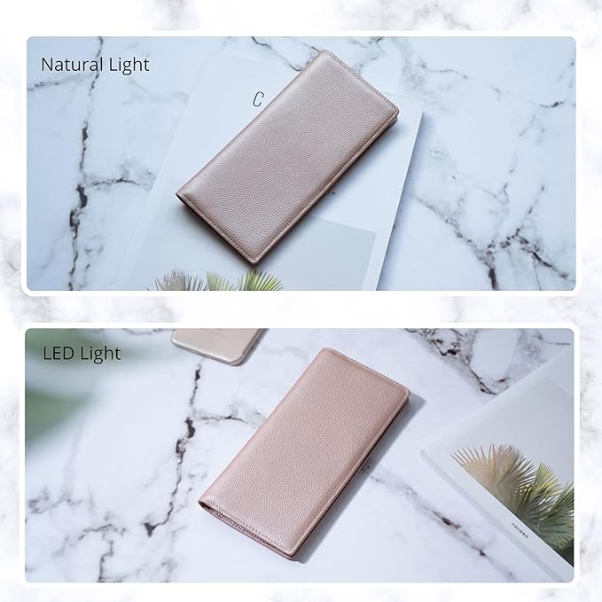 Bveyzi Ultra Slim Thin Leather RFID Blocking Credit Card Holder Bifold Clutch Wallets for Women