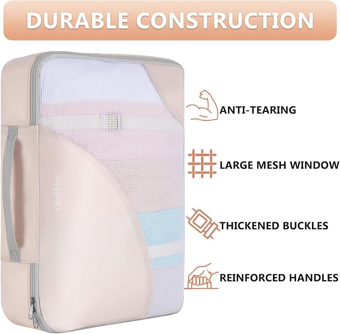 8 Set Packing Cubes for Travel, Gifts for Women Mom,Anti-Tearing Suitcase Organizer for Luggage with Shoe & Hanging Toiletry Bag,OlarHike Vacation Essentials & Accessories for Cruise Ship