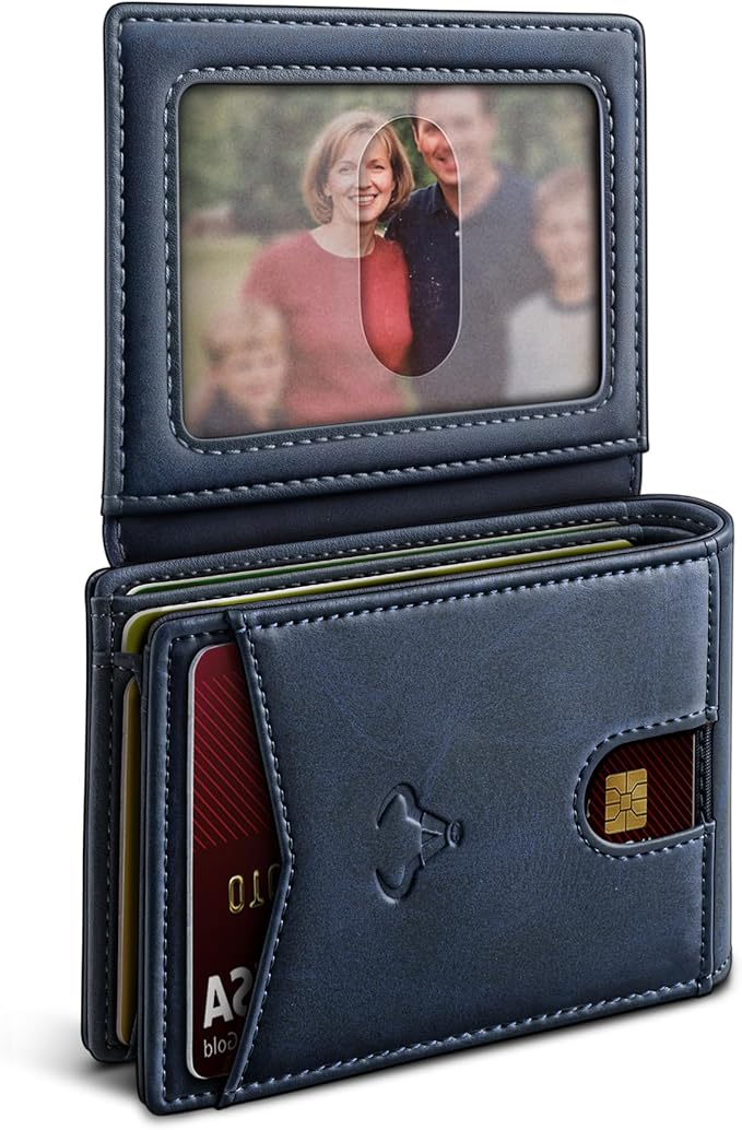 BULLIANT Men Wallet, Slim Leather Wallet Front Pocket Card Holder Gift For Men 11 Slots RFID Blocking