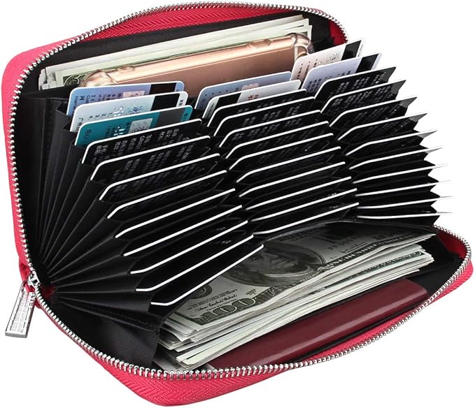 Women 36 Slots RFID Blocking Card Holder Large Long Leather Zipper Organizer Accordion Wallet