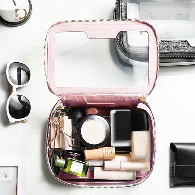 Camdeez ROWNYEON Clear Makeup Case Toiletry Bag Multipurpose Travel Makeup Train Case Portable Cosmetic Organizer Transparent Storage Bag