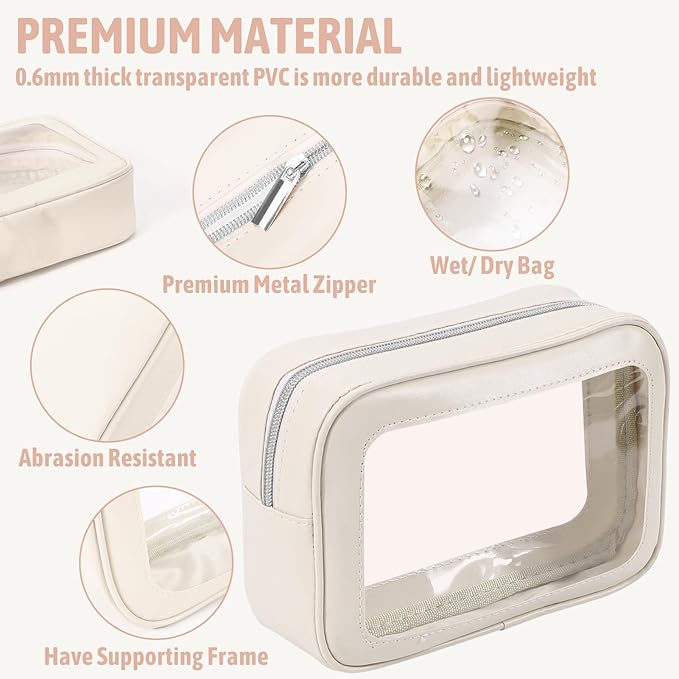 YOPCDJ 5PCS Diaper Bag Organizer Pouch Set, TSA Approved Toiletry Bag，Clear Waterproof TPU Makeup Bag Set Travel Organizer Bags for Women and Kids,Mothers Day Gifts