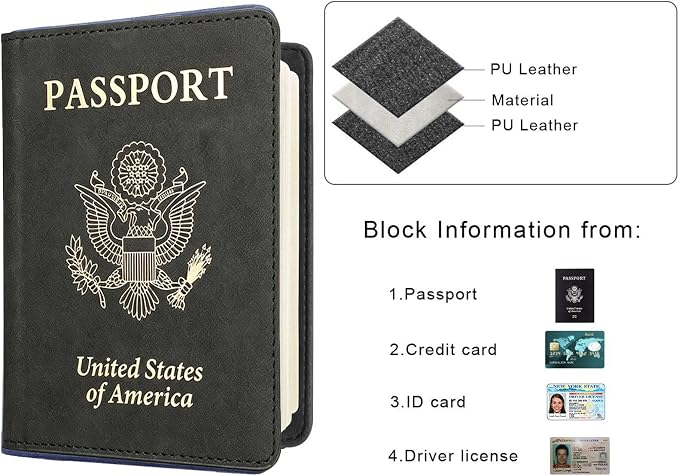 Passport Holder Covers Case, Waterproof Rfid Blocking Travel Wallet | Made Of Soft Pu Leather, It Is Scratch-Resistant, Waterproof, Crease-Resistant, and Is Lightweight, Thin and Durable