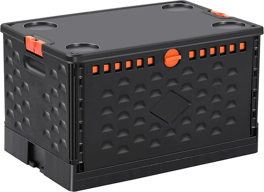 Storage Bins With Lids 16 Gal-Collapsible Crate- Stackable Containers Box-Book，Trunk,Closet Organizer-Rolling Tools Box，Foldable Milk Crate,Grocery Baskets，For Room Organizing