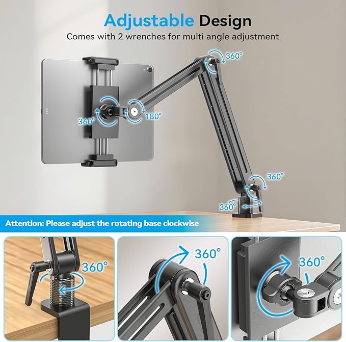 Jakeko Magnetic Portable Monitor Stand 15.6" - up to 16" 18.5" 22 inch Tablet Holder for iPad VESA Mount 75mm for Desk Adjustable Foldable 360° Swivel (Up to 16.5'')