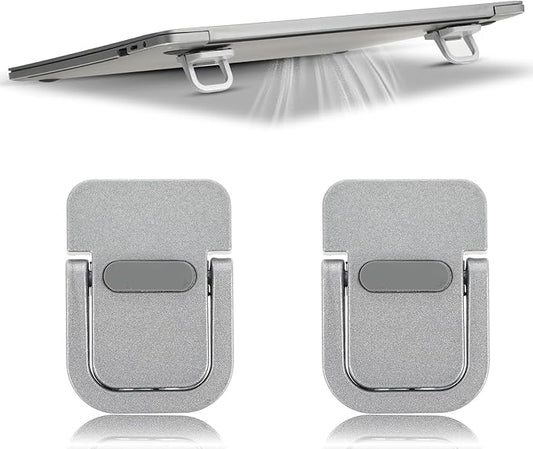 Apausvcm 2Pcs Keyboard Riser, Self-Adhesive Mini Keyboard Stand for Desk Portable Laptop Feet Foldable Keyboards Lift for Most Keyboards (Silver)