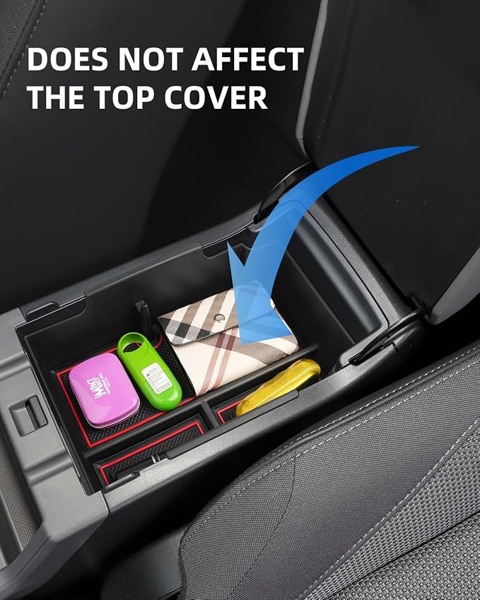 Center Console Organizer for Subaru Crosstrek 2024 2025 Armrest Insert Storage Tray with Non-Slip Rubber Mat Subaru Impreza Organiser Accessories, Red