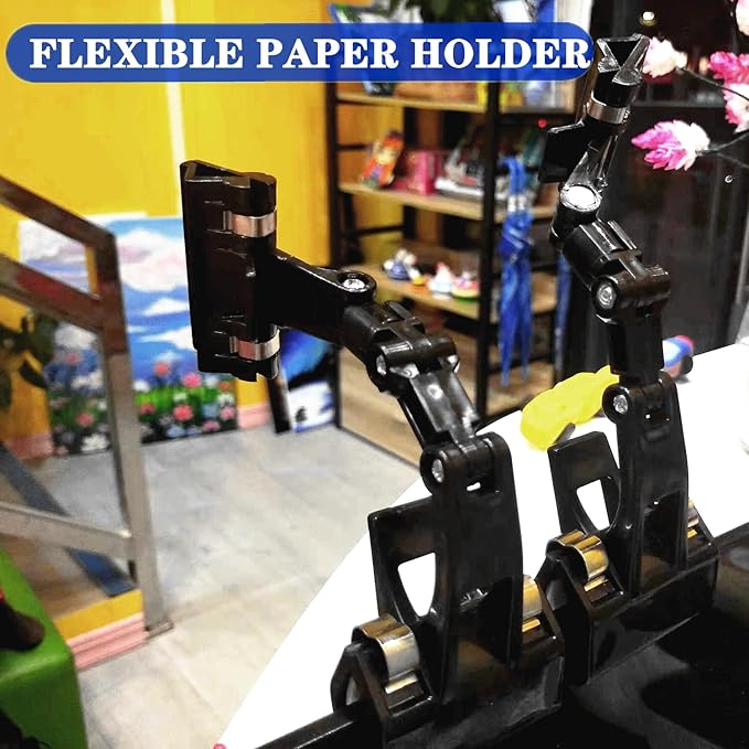 Documents Holder Foldable Adjustable Clip Copy Holder Paper Holder for Computer Monitor Canvas Typing,Artist Office Painting Supplies Accessory,Pack of 4 Flexible(Black)