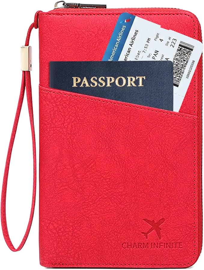 Family Passport Holder for Travel Women and Men RFID Passport Holder with Zipper Card Slots Passport Case Passport cover Passport Wallet Travel Essentials and Accessories