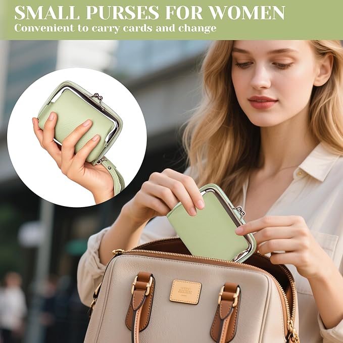 Women's RFID Blocking Wristlet Wallet - 2-in-1 Zip-Around with Coin Purse & Card Slots - Vegan Leather with Secure Clasp (Gift Ready)(Green)