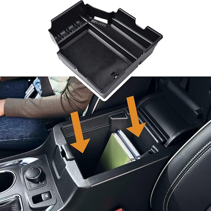 TACOBRO Center Console Organizer Compatible with Chevy Traverse 2018 2019 2020 2021 2022 2023 Accessories, Armrest Insert Tray Secondary Storage Box ABS, Black
