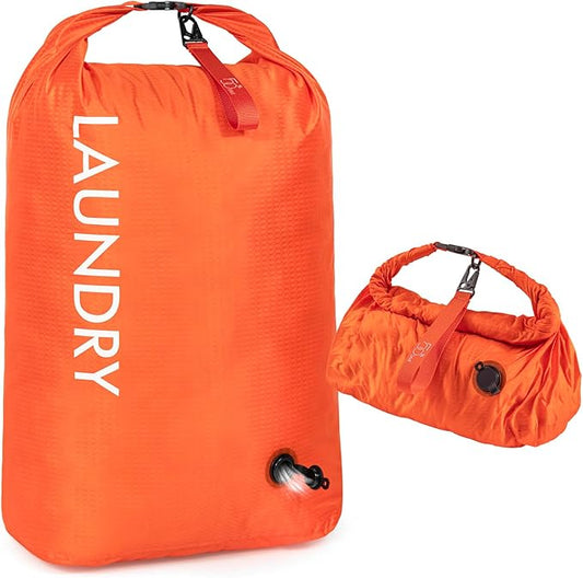 Travel Laundry Bag, Vacuum Compression Dirty Clothes Travel Bag, Waterproof Wet/Dry Space-Saving Laundry Storage Organizer, Smell Proof Storage Bag for Clothing, Swimming, Yoga, Gym, Camping