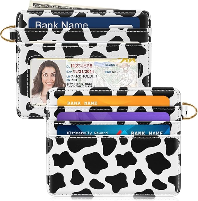 Slim Minimalist Front Pocket RFID Blocking Credit Card Holder Small Wallet Cute Card Cases for Women,Cow