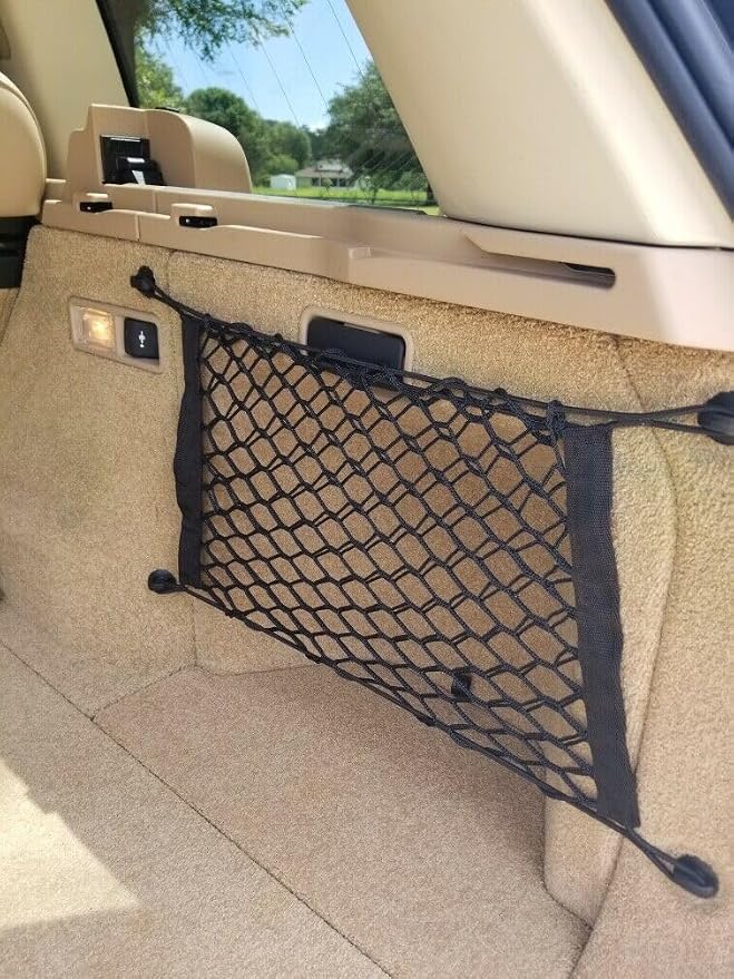 2 Side Load Retainer Luggage Cargo Nets for Land Rover Range Rover 2003-2017 - Premium Mesh Car Trunk Organizer - Black Nylon Locks - Compatible with Car