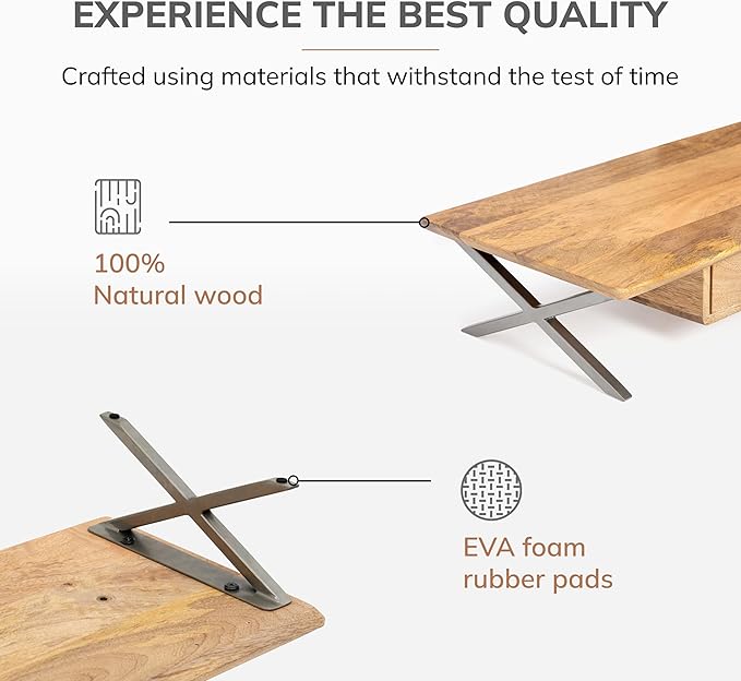 Anji Mountain Monitor Stand - Desktop Organizer & Laptop Riser, Ergonomic Monitor Riser, Space-Saving Monitor Stand for Desk, Durable Construction, Easy Assembly, Ideal for Home & Office,Natural