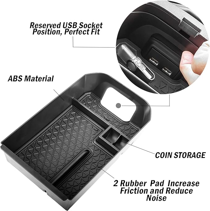 TACORBO Center Console Organizer Compatible with Toyota RAV4 2019 2021 2020 2022 2023 2024 2025 and 2021-2024 2025 RAV4 Prime Accessories, Armrest Secondary Storage Box Insert Tray, Black Trim