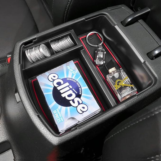 HGWEI Center Console Tray Organizer Compatible with Kia Seltos 2020 2021 2022 2023 2024 2025 2026 Accessories, Middle Armrest Insert Container ABS Secondary Storage Box, Red