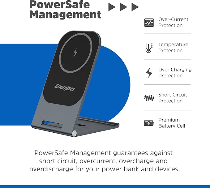 Energizer WCP102 Ultra Thin Wireless Charging Stand, MagSafe, 15W Max, 3mm, 180 Degree Adjustment, Aluminium Alloy