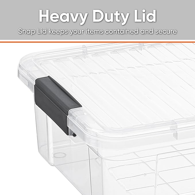 Superio Clear Storage Box with Lid, 13.7 Qt Plastic Container Bins for Organizing, Stackable Crates, BPA Free, Non Toxic, Odor Free, Organizers for Home, Office, School, and Dorm, 10 Pack