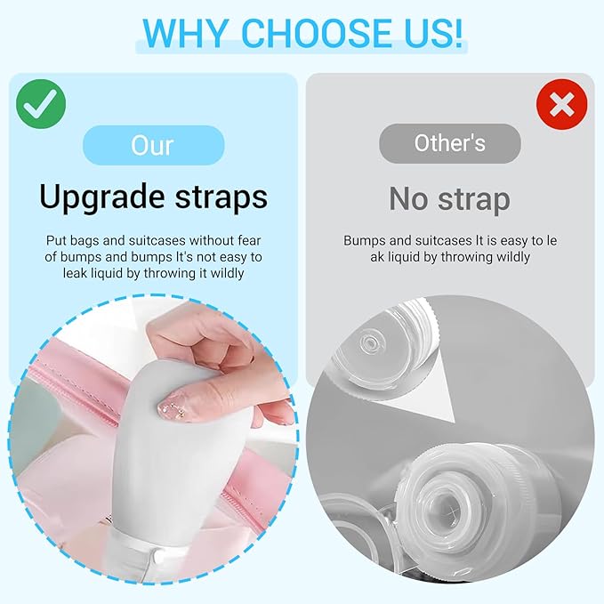 Starfa 4 Pack Silicone Travel Bottles (1oz),Leakproof Mini Lotion Bottles & Dressing Containers with Lids,Reusable Toiletry Squeeze Tubes for Shampoo,Conditioner,and Condiments
