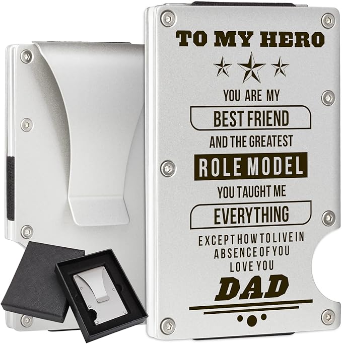 Carbon Fiber Wallets for Dad Personalized Gift Idea for Father Engraved Wallet for Dad from Daughter Son RFID Minimalist Wallet Money Clip Mens Metal Wallets for Dad on Fathers Day Christmas Birthday